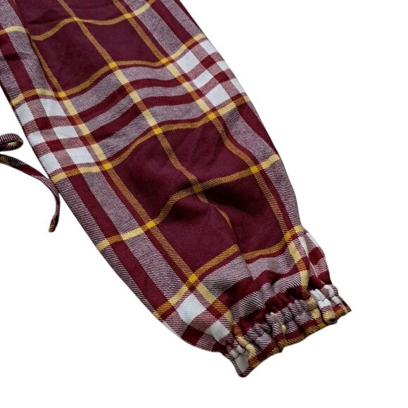 NWT Loft Dress Women's Large Petite Red‎ Mini Plaid Side Tie Flare Tiered Fall - Picture 6 of 13